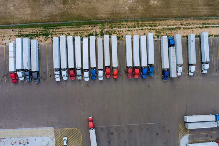 trucks in a parking lot